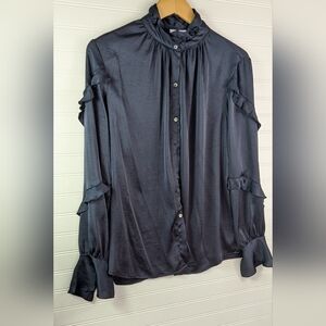 Bailey 44 Midnight Ruffle Button-Up Blouse